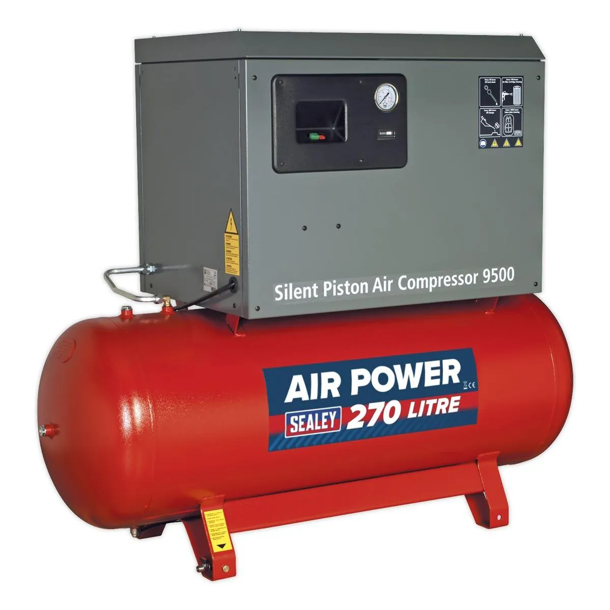 270L Low Noise Belt Drive Air Compressor with Cast Cylinders 7.5hp 3ph 2-Stage