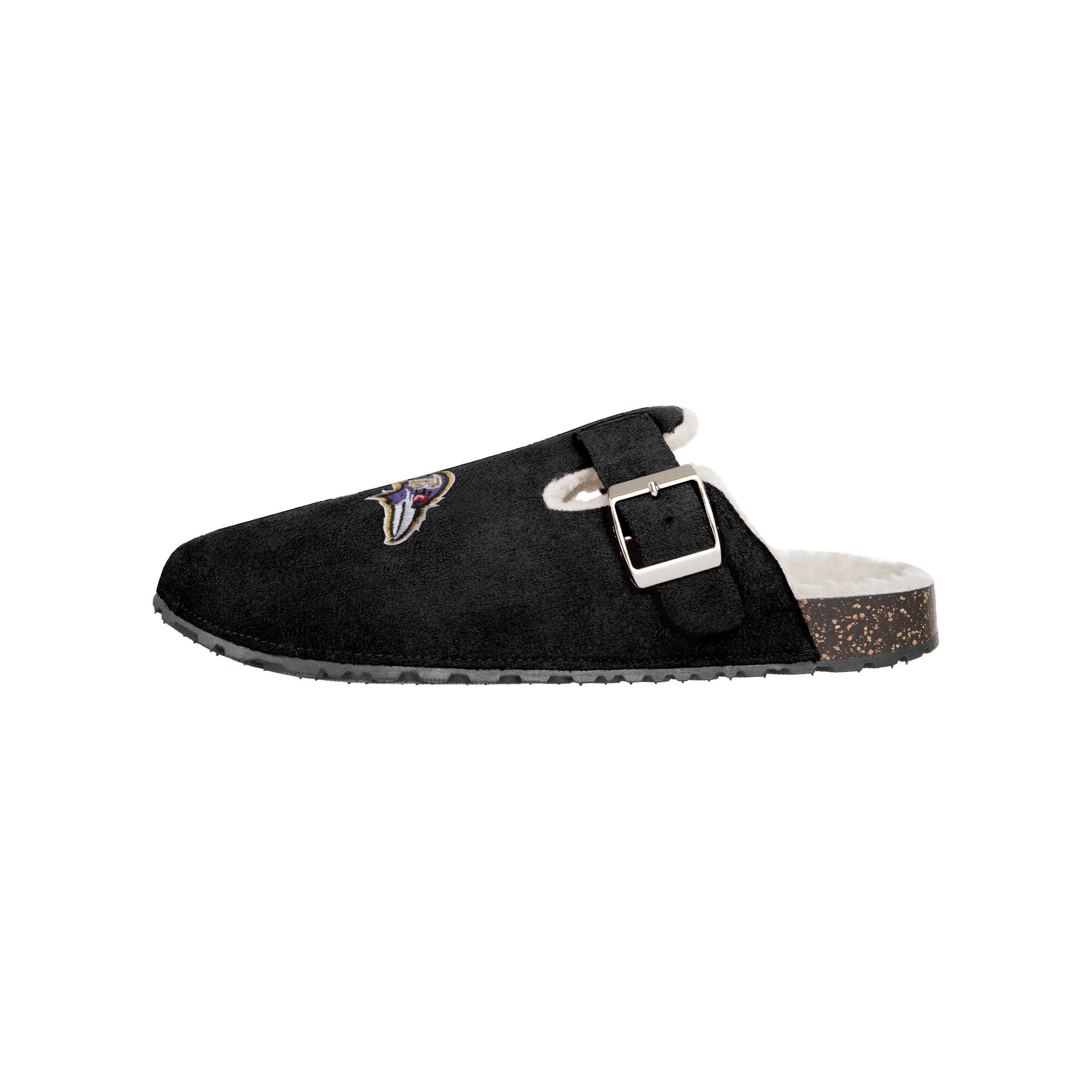 Baltimore Ravens NFL Womens Fur Buckle Clog Slippers