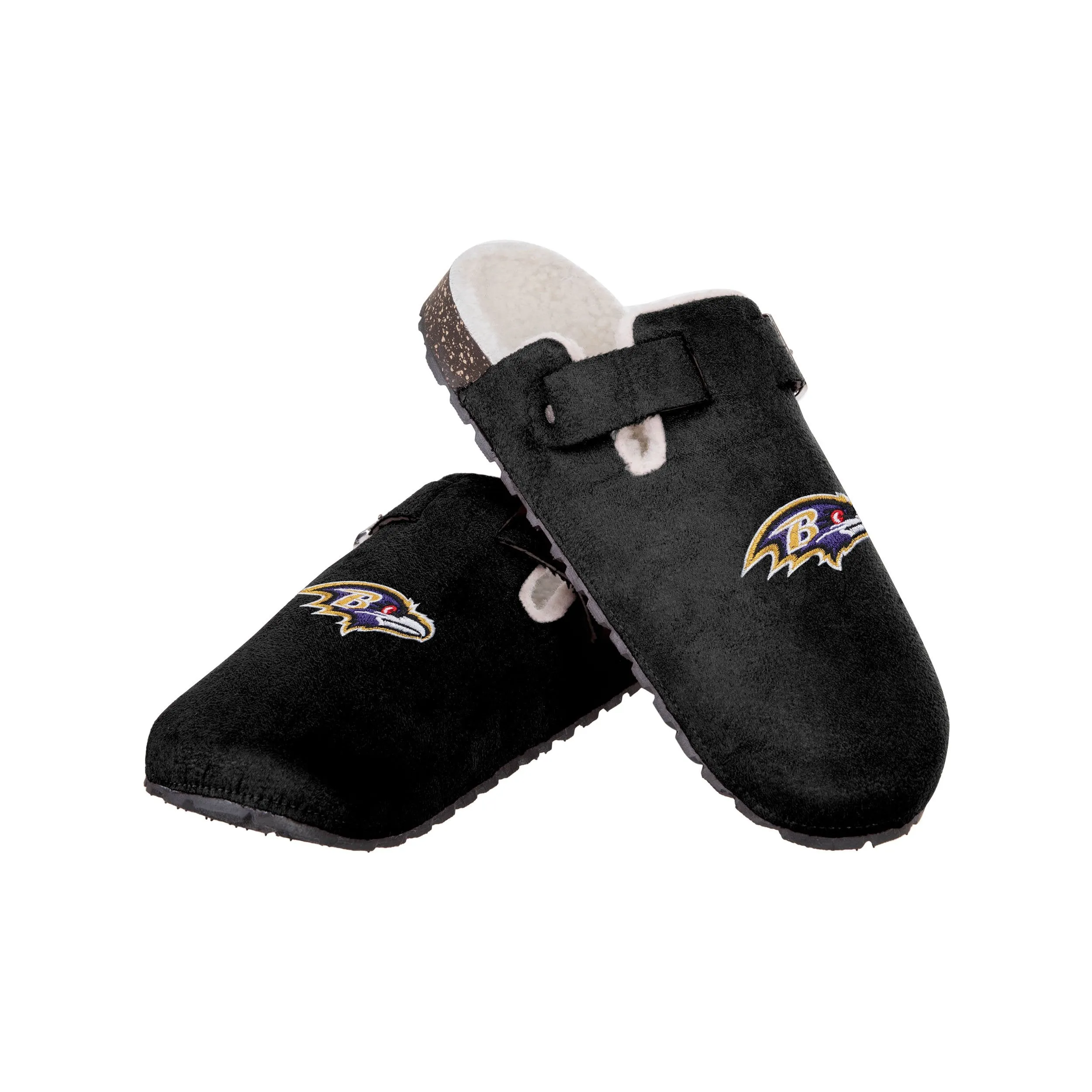 Baltimore Ravens NFL Womens Fur Buckle Clog Slippers