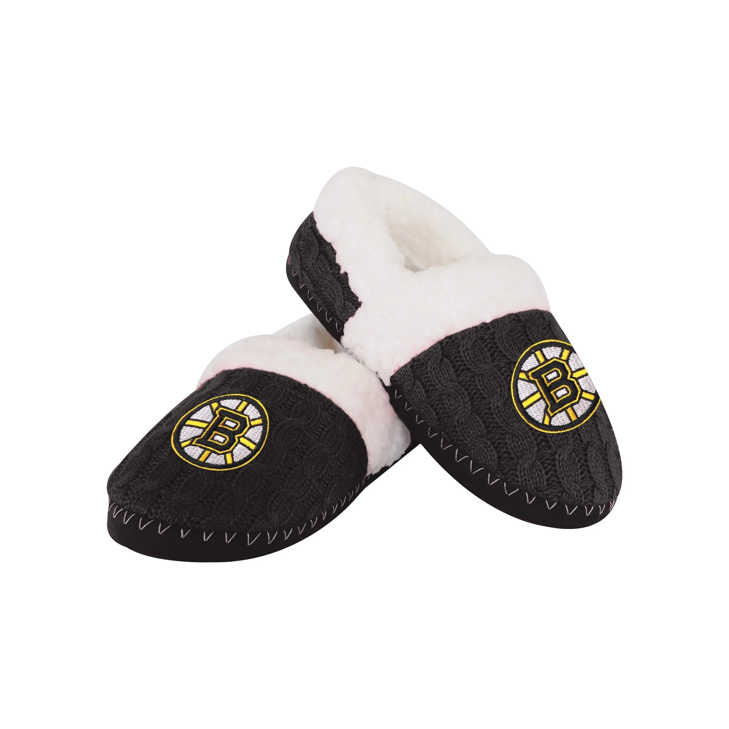 Boston Bruins NHL Womens Team Color Fur Moccasin Slippers