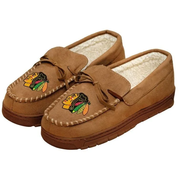 Chicago Blackhawks NHL Mens Moccasin Slippers