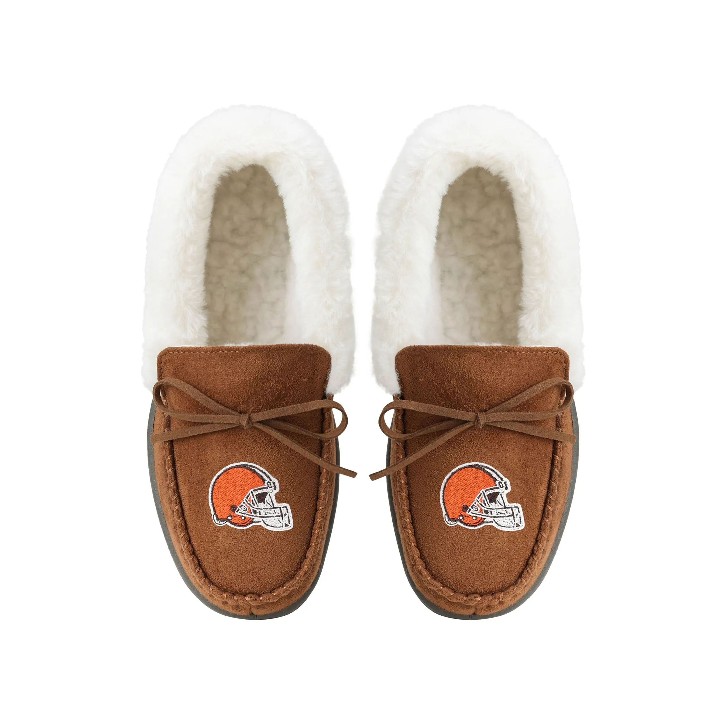 Cleveland Browns NFL Womens Tan Moccasin Slippers