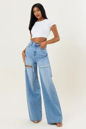 HIGH WAISTED WIDE LEG JEANS