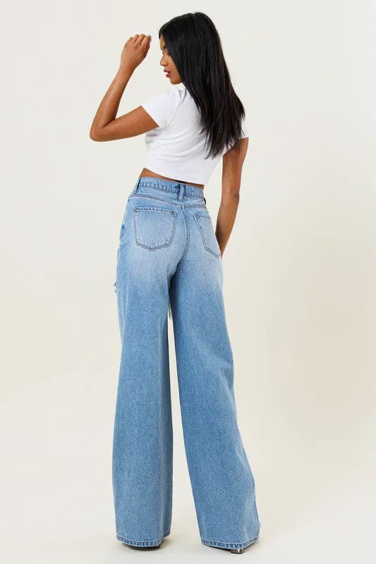 HIGH WAISTED WIDE LEG JEANS