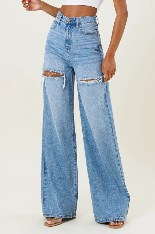 HIGH WAISTED WIDE LEG JEANS