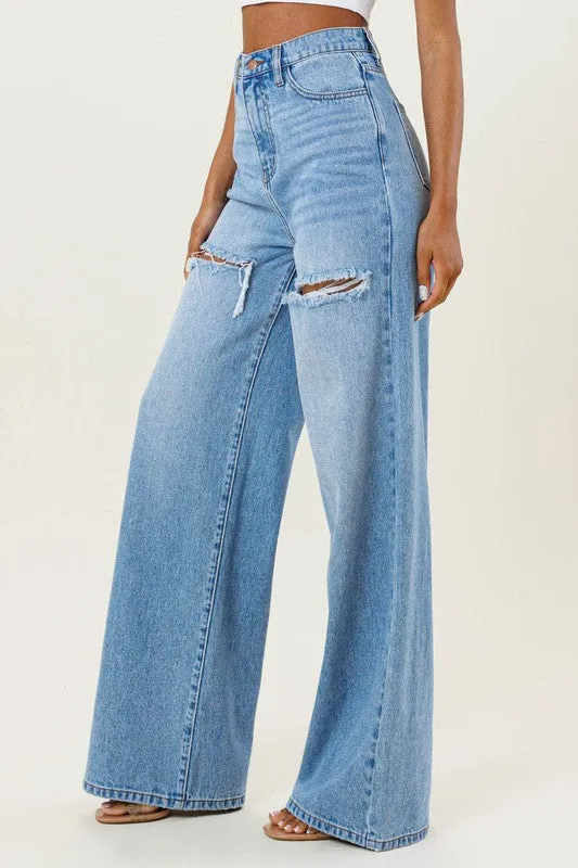 HIGH WAISTED WIDE LEG JEANS