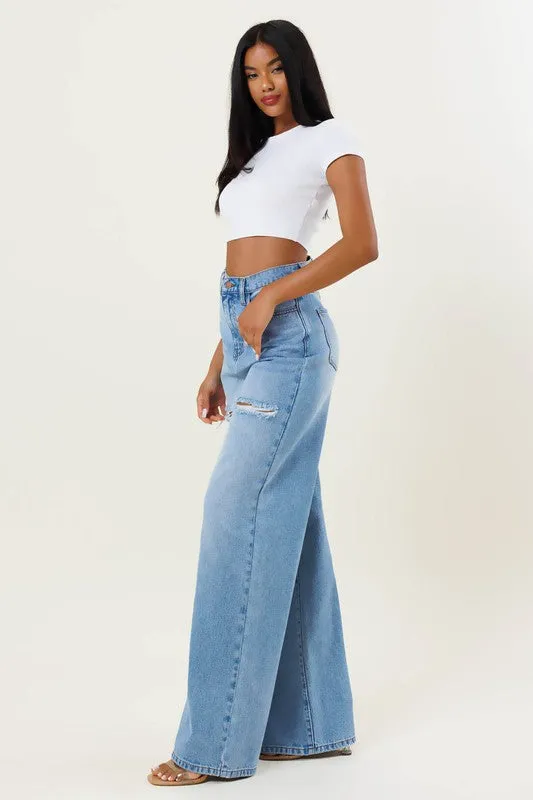 HIGH WAISTED WIDE LEG JEANS