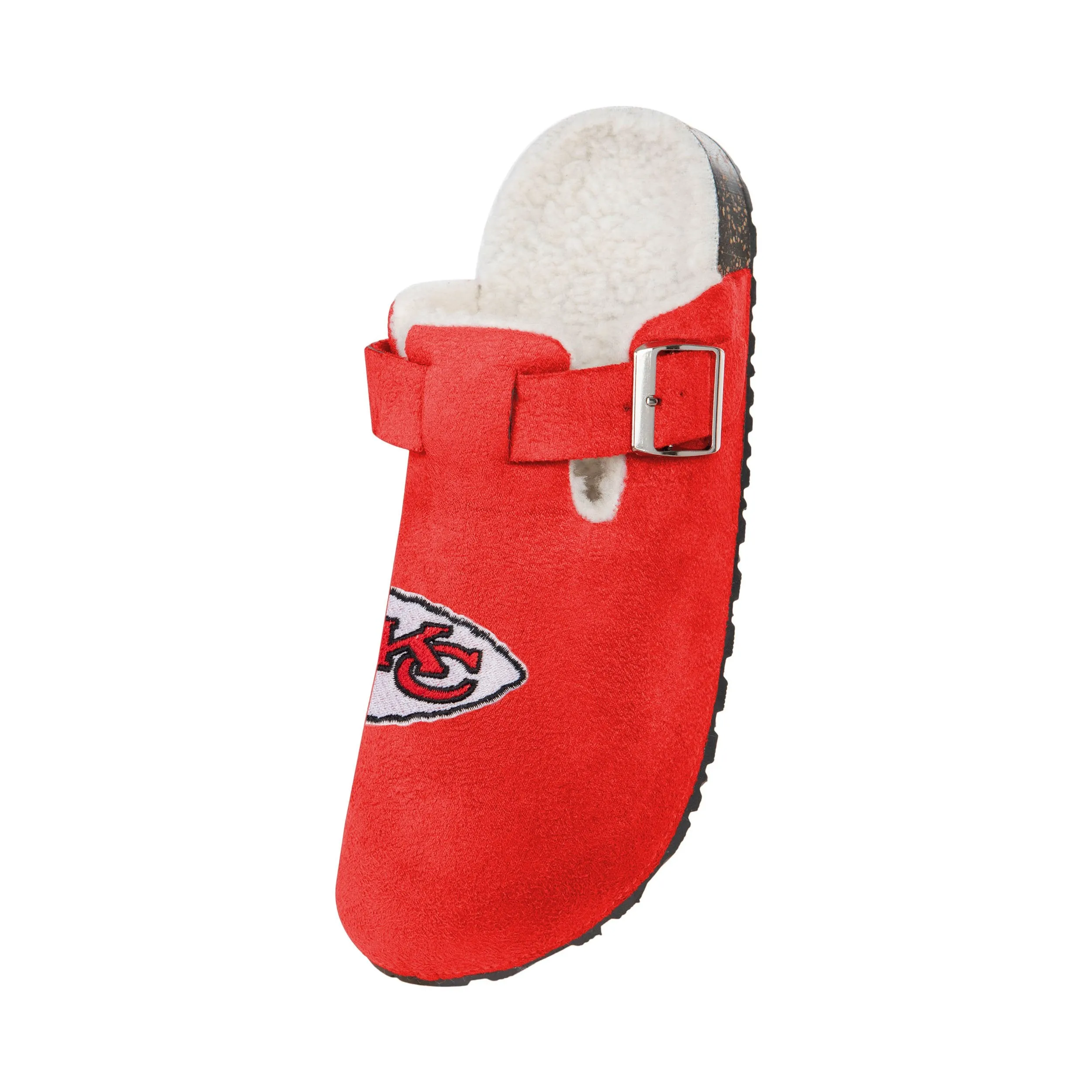 Kansas City Chiefs NFL Womens Fur Buckle Clog Slippers