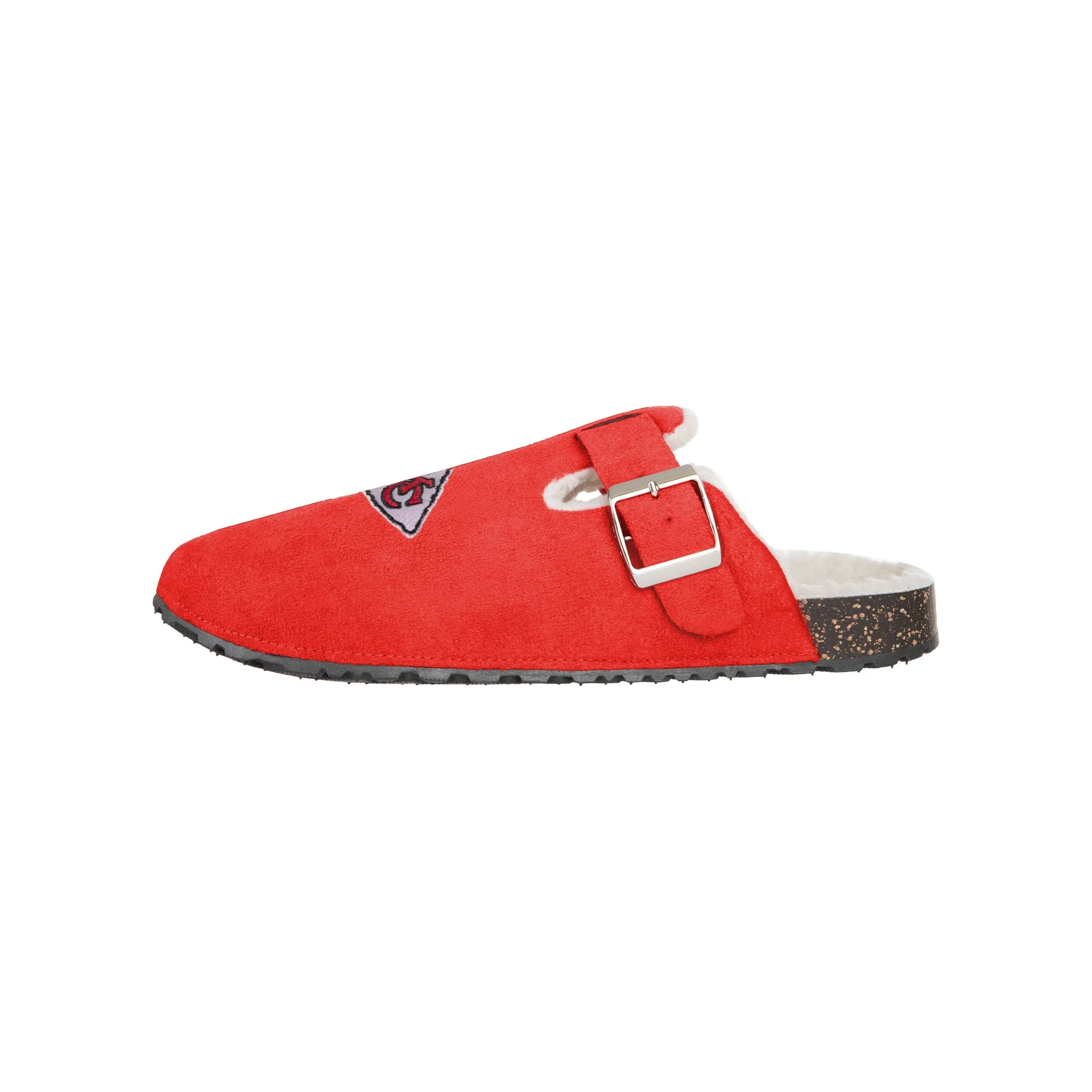 Kansas City Chiefs NFL Womens Fur Buckle Clog Slippers