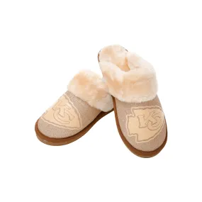 Kansas City Chiefs NFL Womens Glitter Open Back Fur Moccasin Slippers