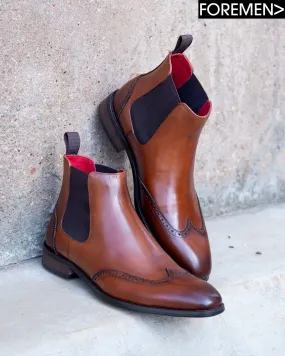 KOBE | Brown Brogue Chelsea Boots
