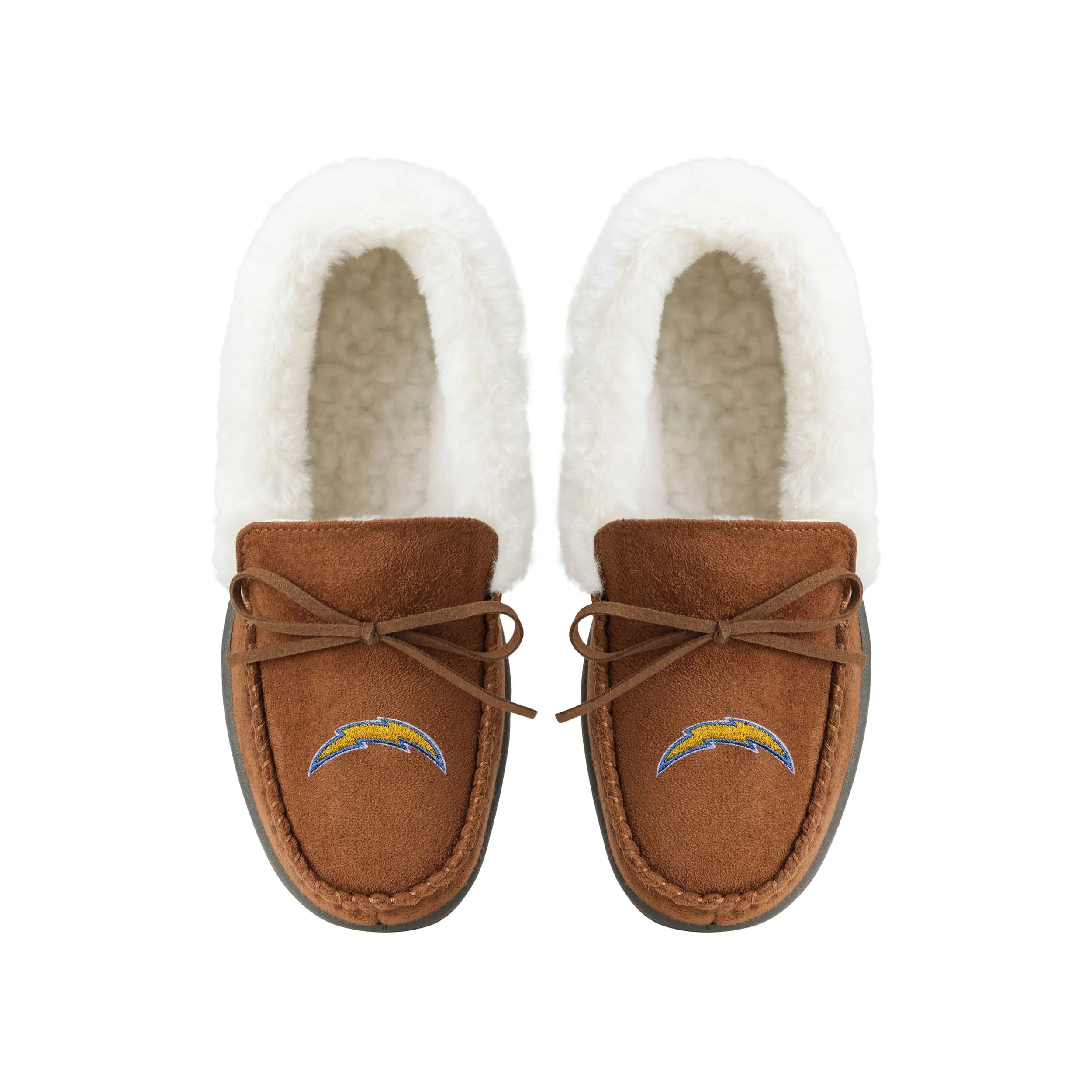 Los Angeles Chargers NFL Womens Tan Moccasin Slippers
