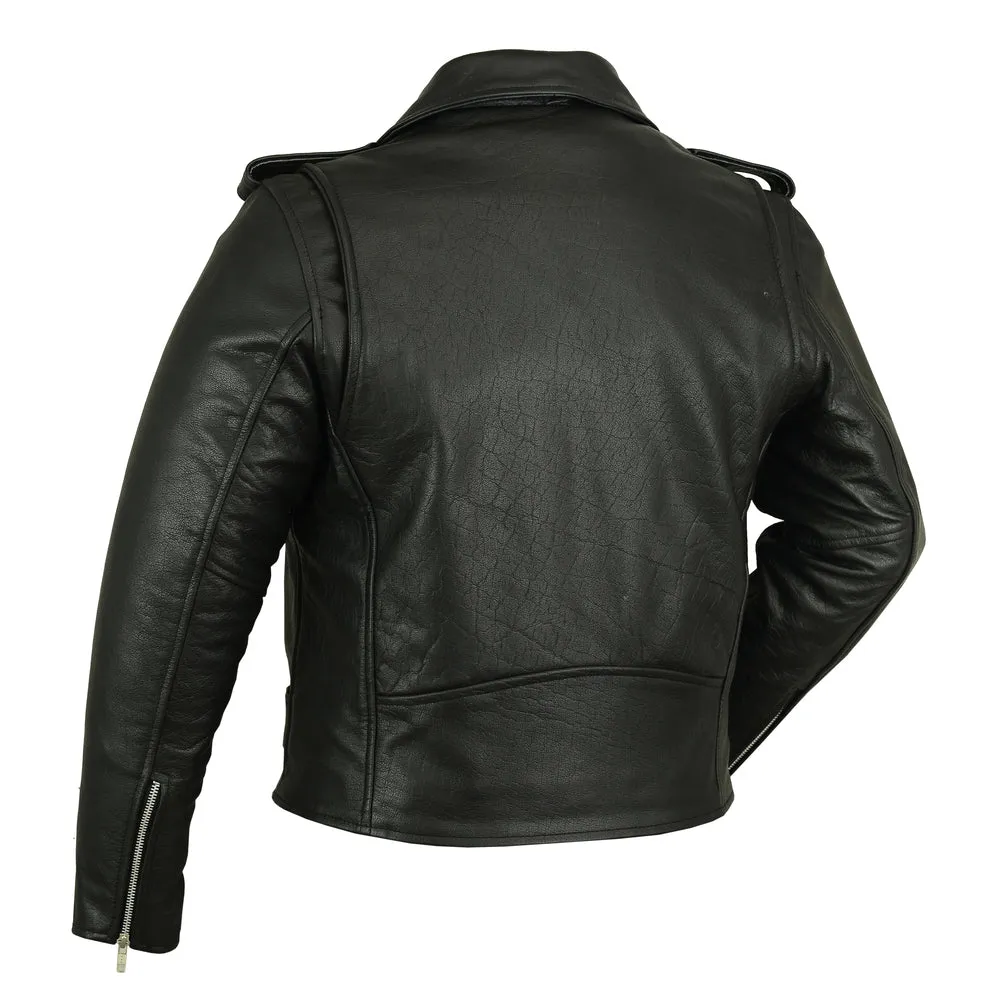 Men's Classic Plain Side Police Style M/C Jacket