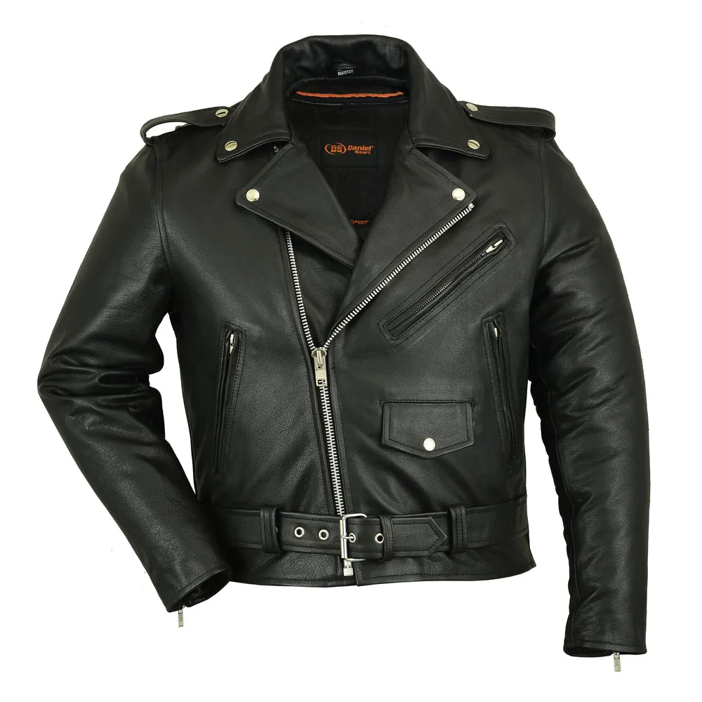 Men's Classic Plain Side Police Style M/C Jacket