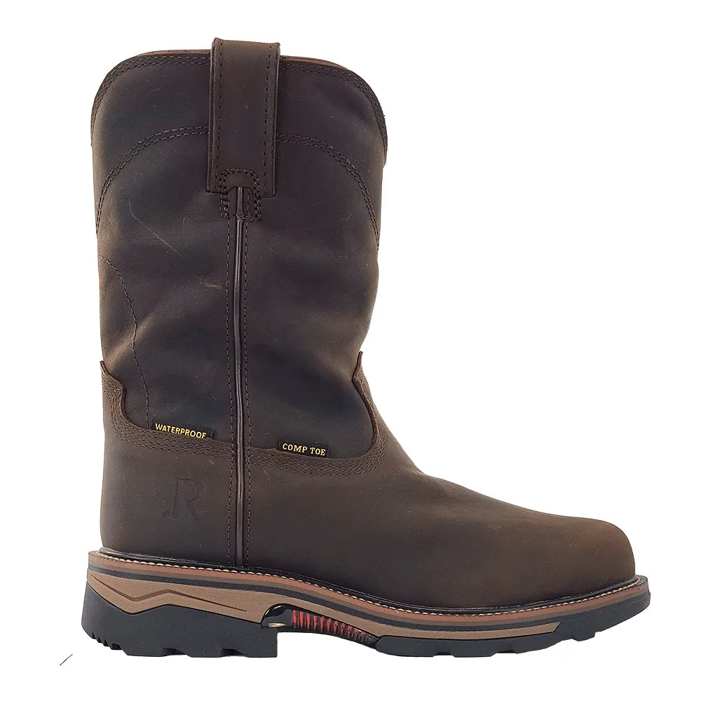 R. Watson Men's 12" Waterproof Brown Round Composite Toe Work Boot