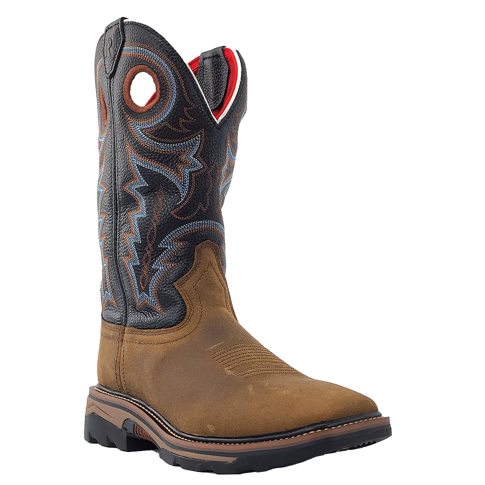 'R. Watson' Men's 12" Western EH WP Soft Toe - Coffee Distressed / Midnight Black