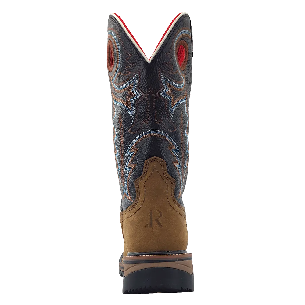 'R. Watson' Men's 12" Western EH WP Soft Toe - Coffee Distressed / Midnight Black