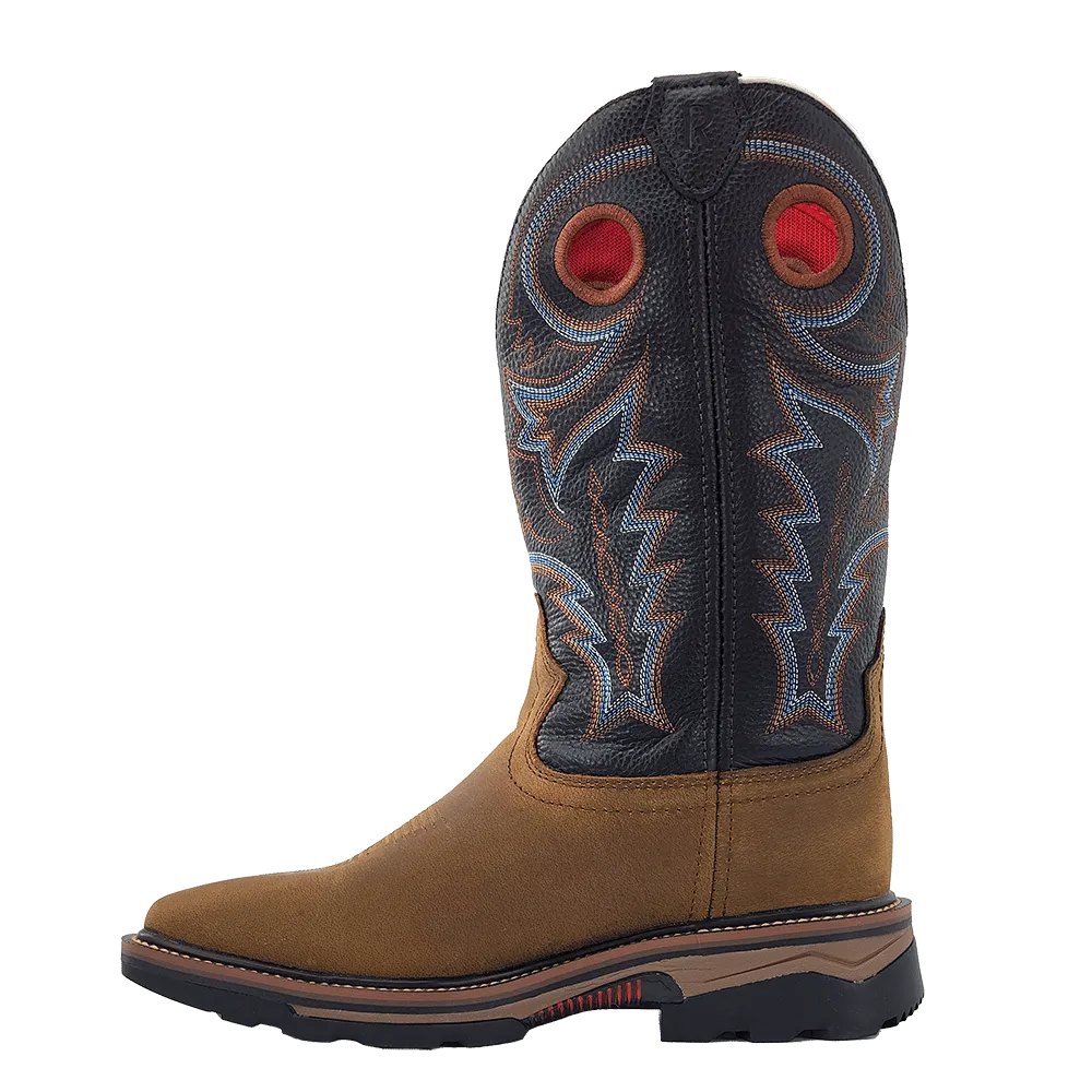 'R. Watson' Men's 12" Western EH WP Soft Toe - Coffee Distressed / Midnight Black