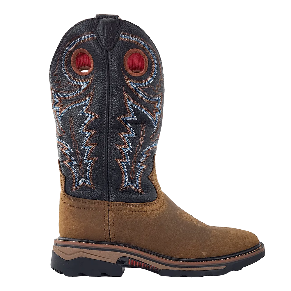 'R. Watson' Men's 12" Western EH WP Soft Toe - Coffee Distressed / Midnight Black