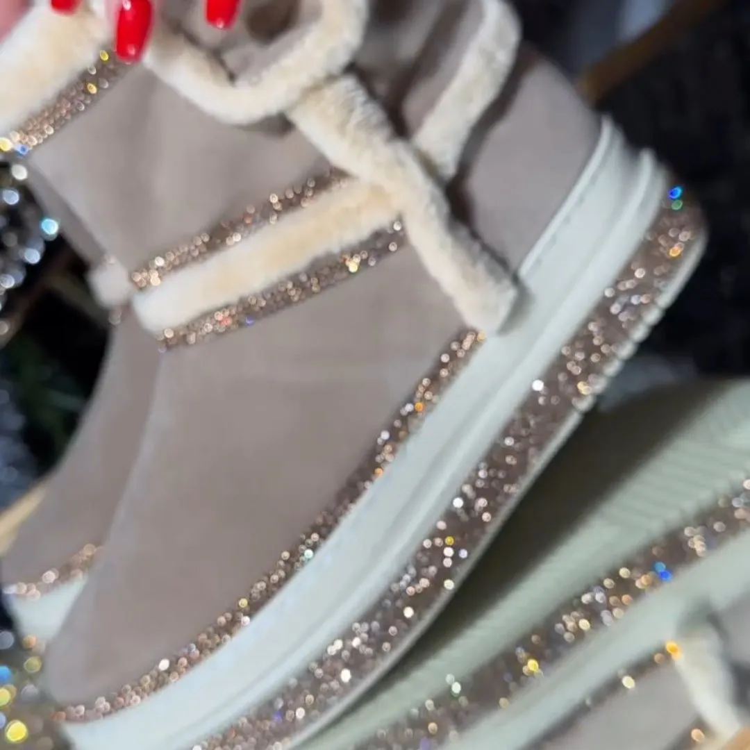 Rhinestone Sparkle Thick-soled Snow Boots