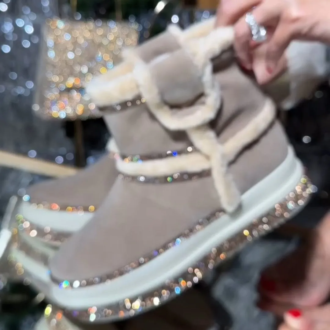 Rhinestone Sparkle Thick-soled Snow Boots