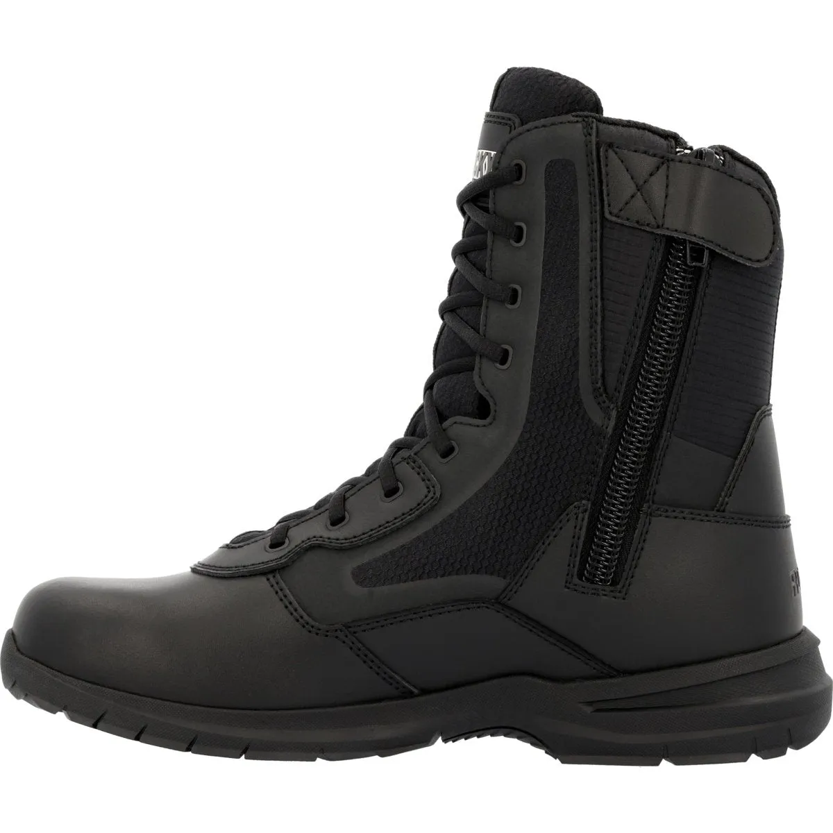 Rocky Cadet 8" Men's Side Zip Public Service Boots Rkd0102 In Black
