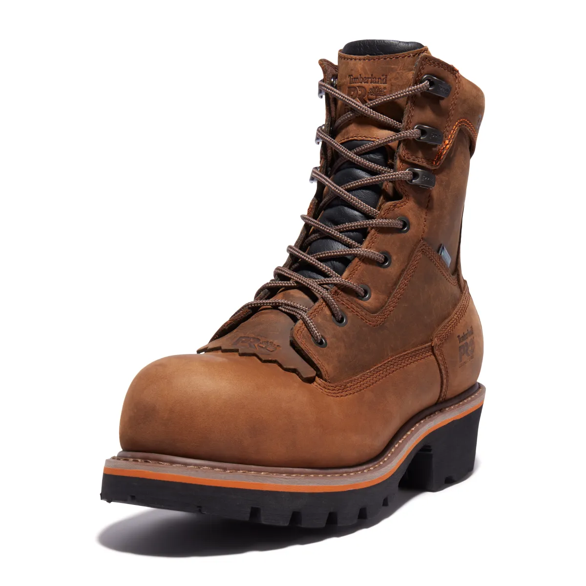 'Timberland Pro' Men's 8" Evergreen Logger EH WP Comp Toe - Brown
